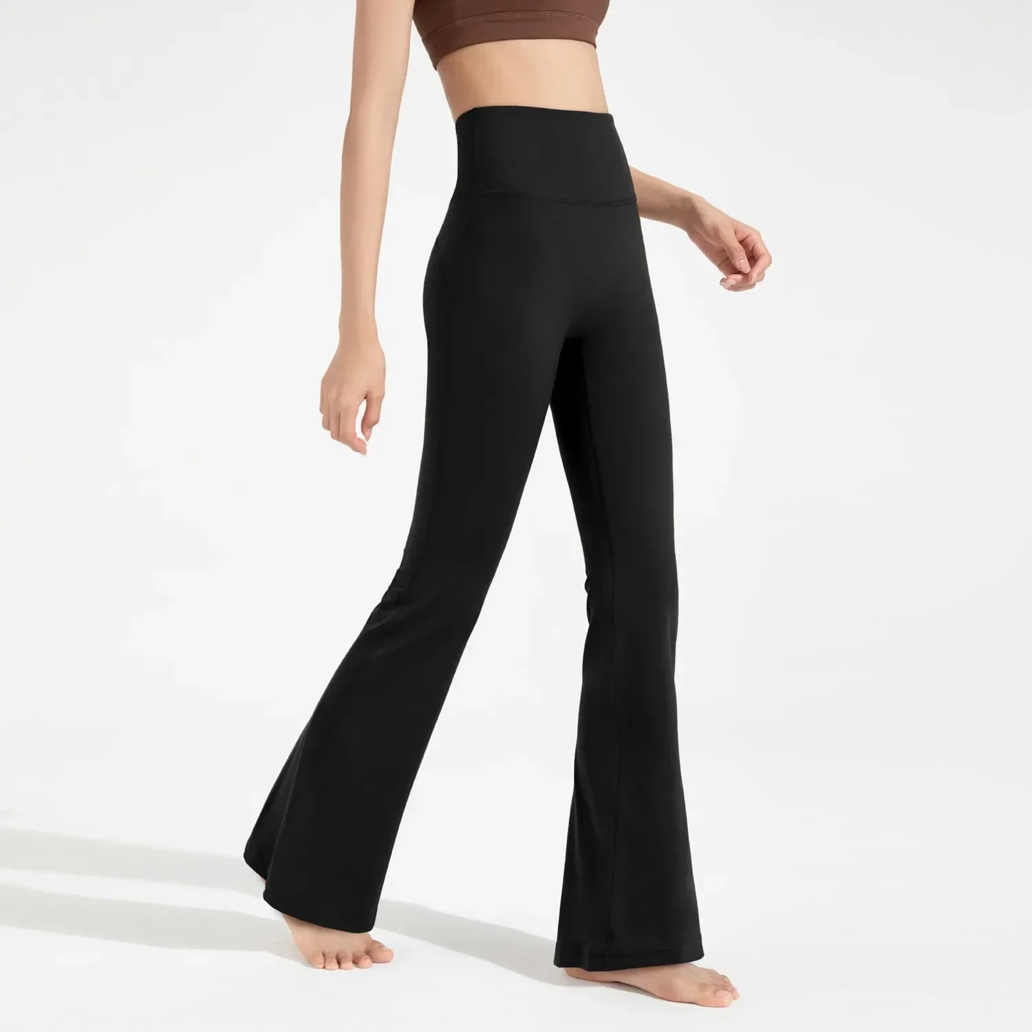 High-Waisted Flared Pants Elastic Waist Cinching Hip-Lifting Leggings Casual Yoga Pan for All-Season Exercise and Outdoor Wear