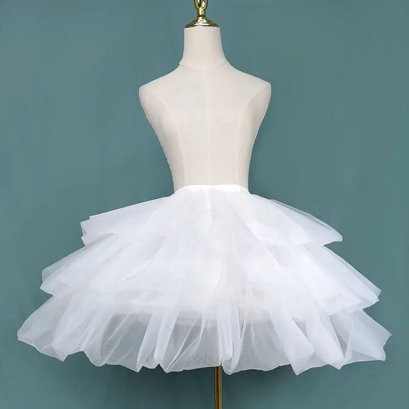 

MAGOGO Lolita Cosplay Petticoats Women White Soft Yarn Adjustable Long Short Violent Fishbone Crinoline Bridal Tulle Underskirt