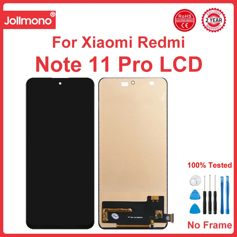 Screen for Xiaomi Redmi Note 11 Pro 2201116TG 2201116TI Lcd Display Digital Touch Screen with Frame for Redmi Note 11 Pro 5G