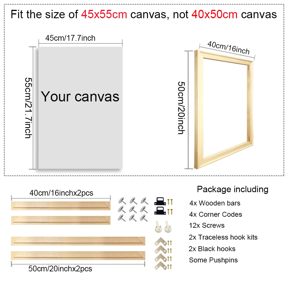 40X60 50X70 60X90 60X120 Diy Houten Frame Kit Voor Canvas Olieverf Frame Staven Hout Frame Voor Diamond Painting Muurkunst Frame