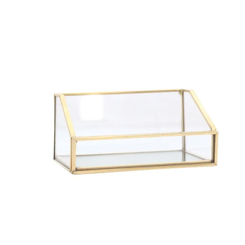 Metal Glass Business Card Holder Stand Durable Professional Office Name Card Display Stand Elegant