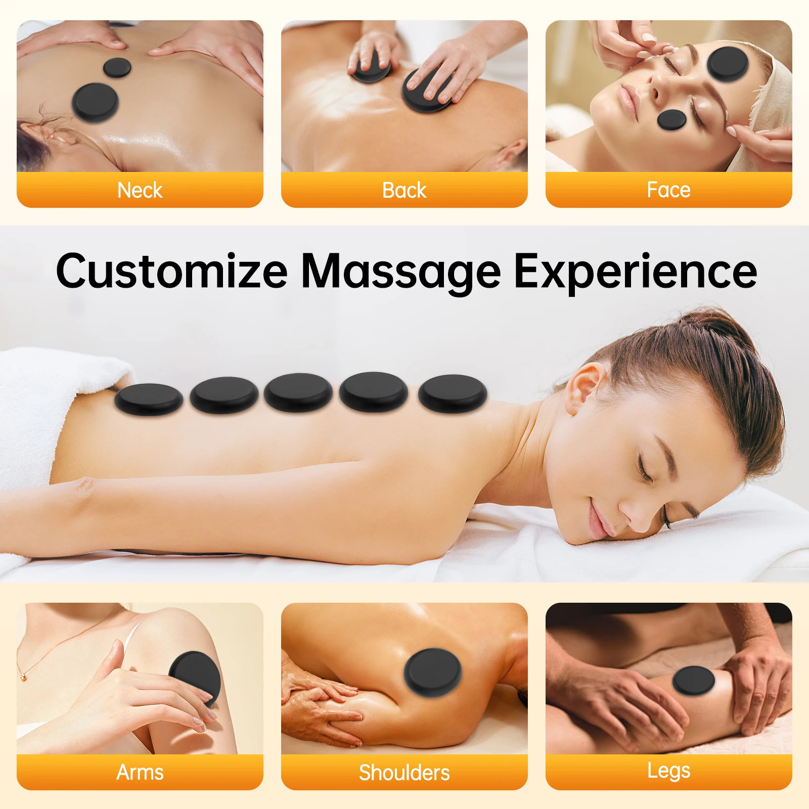 20PCS Hot Stones Massage Set 220W Massage Stones Heater Box 60-70