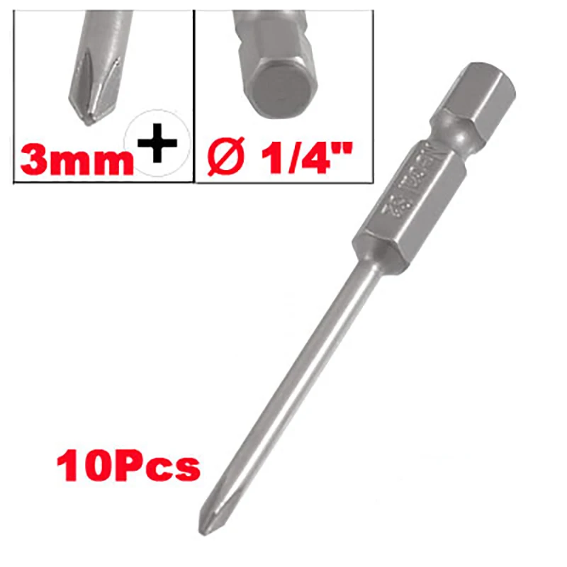 10pcs PH0 PH00 PH1 Phillips Magnetic Screwdriver Bits 1.6mm2mm 3mm Cross Head 1/4