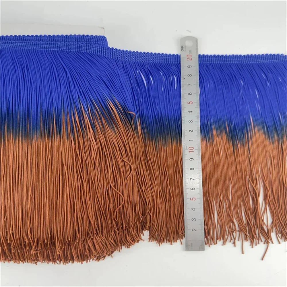 20CM Long Encrypted Two-Color Nylon Lace Trim Tassel Fringe DIY Latin Dress Stage Clothes Curtain Custom Accessories