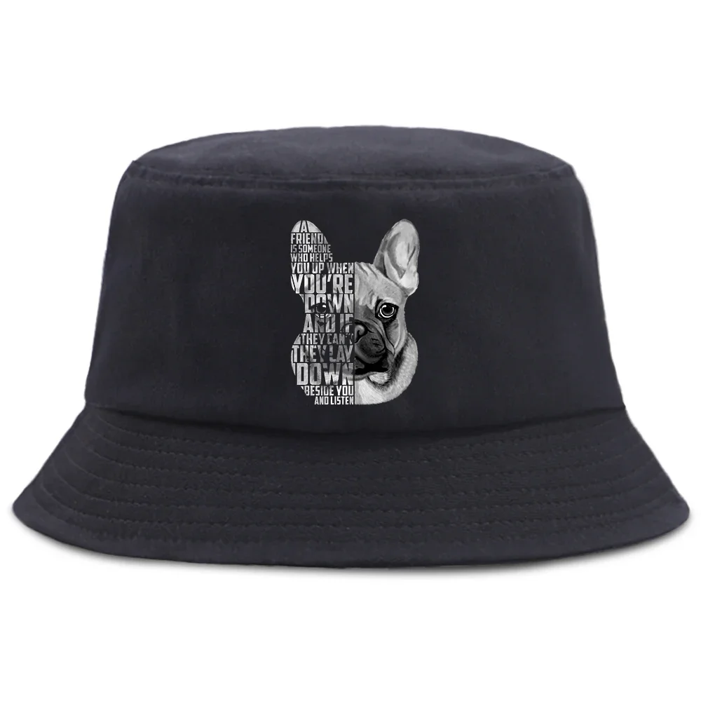 

French Bulldog Quote Summer Bucket Hat Men Fedoras Aesthetic Trend Bob Woman Unisex Harajuku Sunbonnet Panama Cap Fisherman Hat