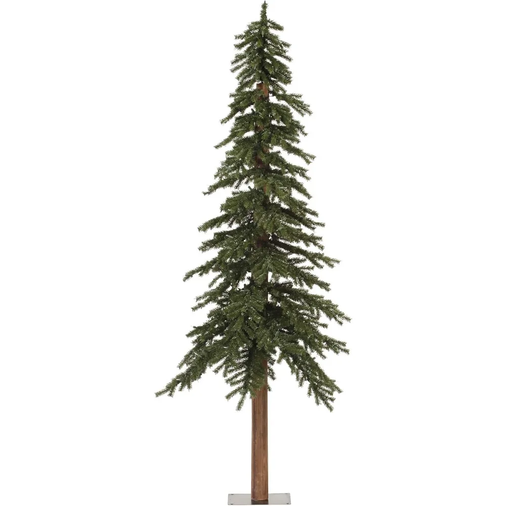 

7' Natural Alpine Artificial Christmas Tree, Unlit - Faux Christmas Tree - Seasonal Indoor Home Decor - Metal Stand Included