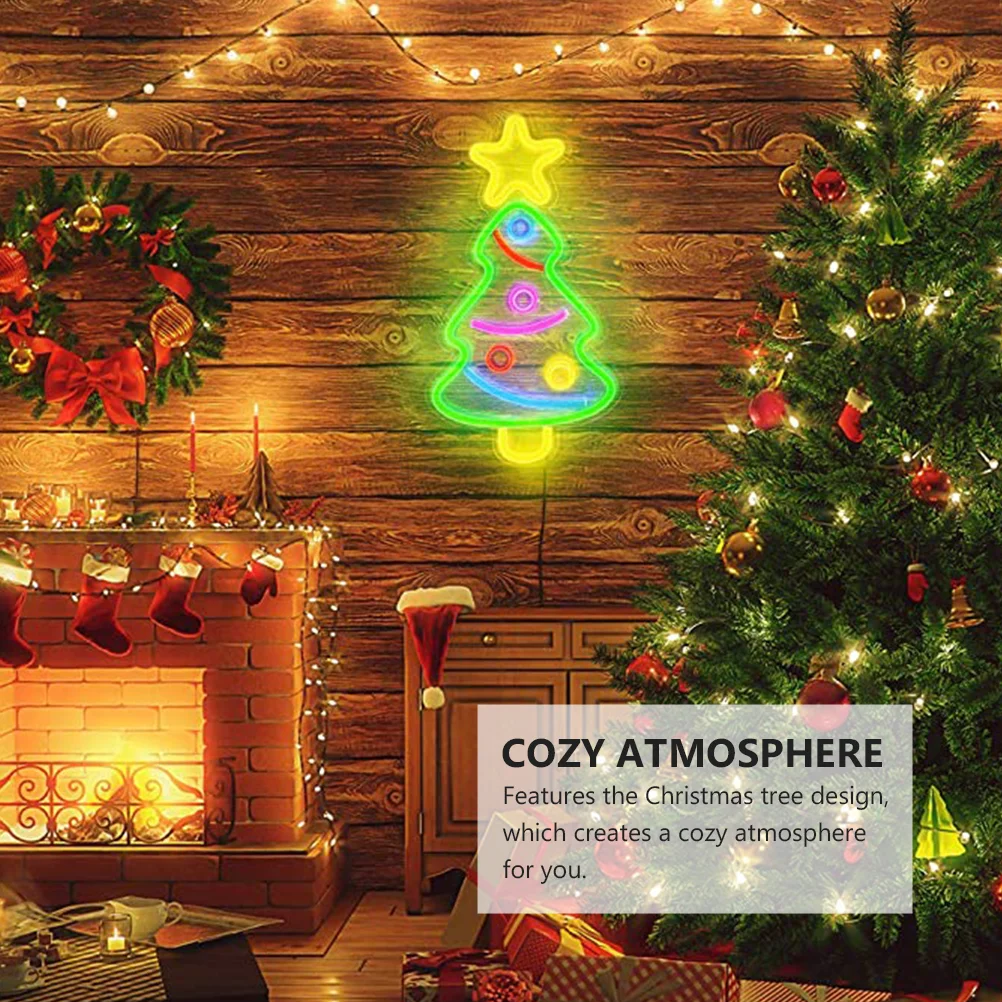 Lampada da parete con luce al neon per albero di Natale, ornamenti, luci decorative di design natalizio