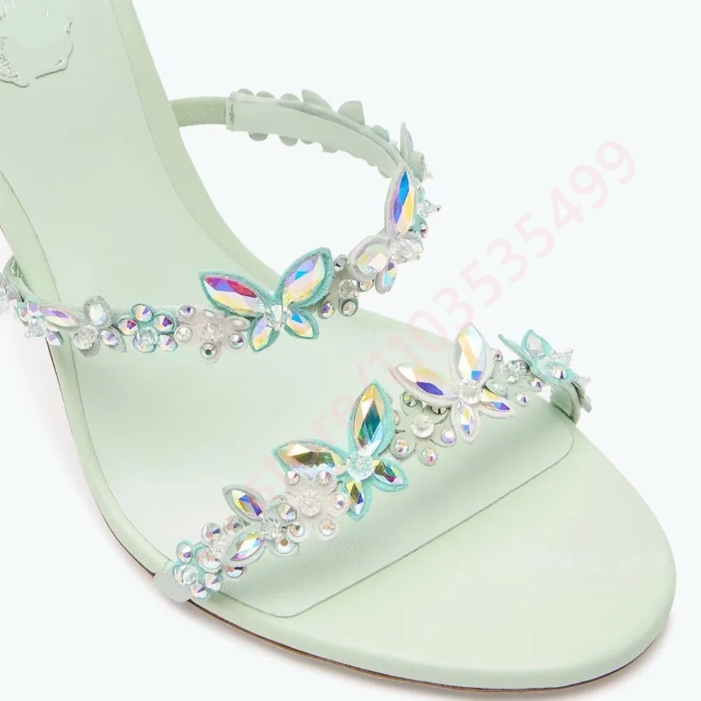 2026 Rhinestone Butterfly Gladiator Sandals Women Open Toe Multi Wraps Ankle Straps Thin Stiletto Heel Wedding Party High Heels