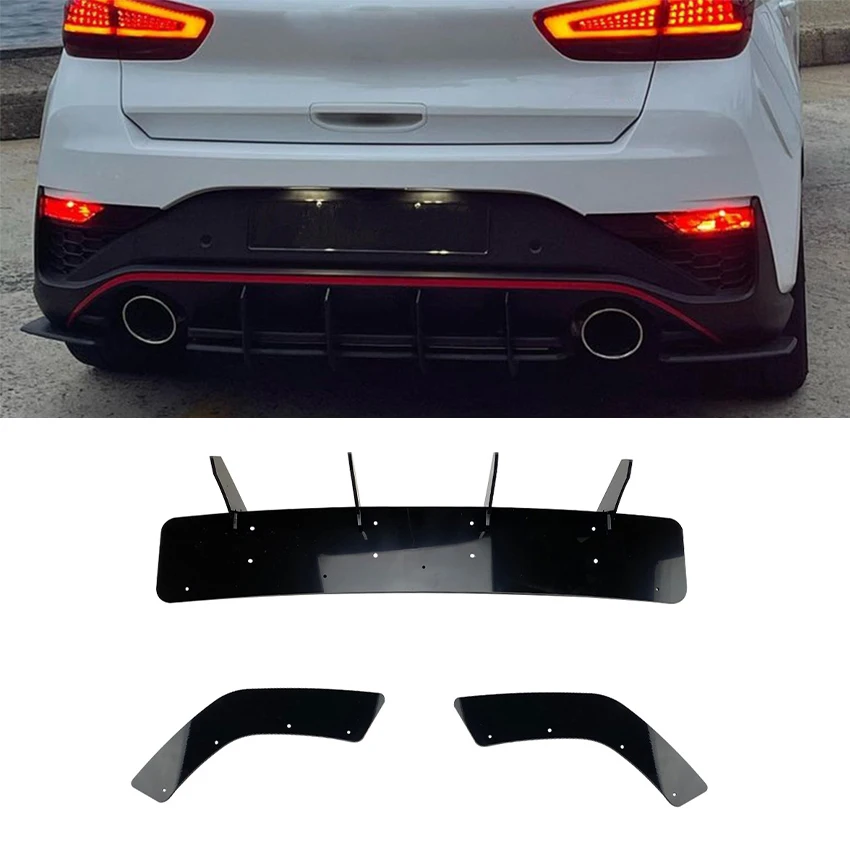 

Glossy black Car Rear Bumper Diffuser Lip Splitters Spoiler Rear Bumper Protector For Hyundai I30N Hatchback 2020+ Car Styling