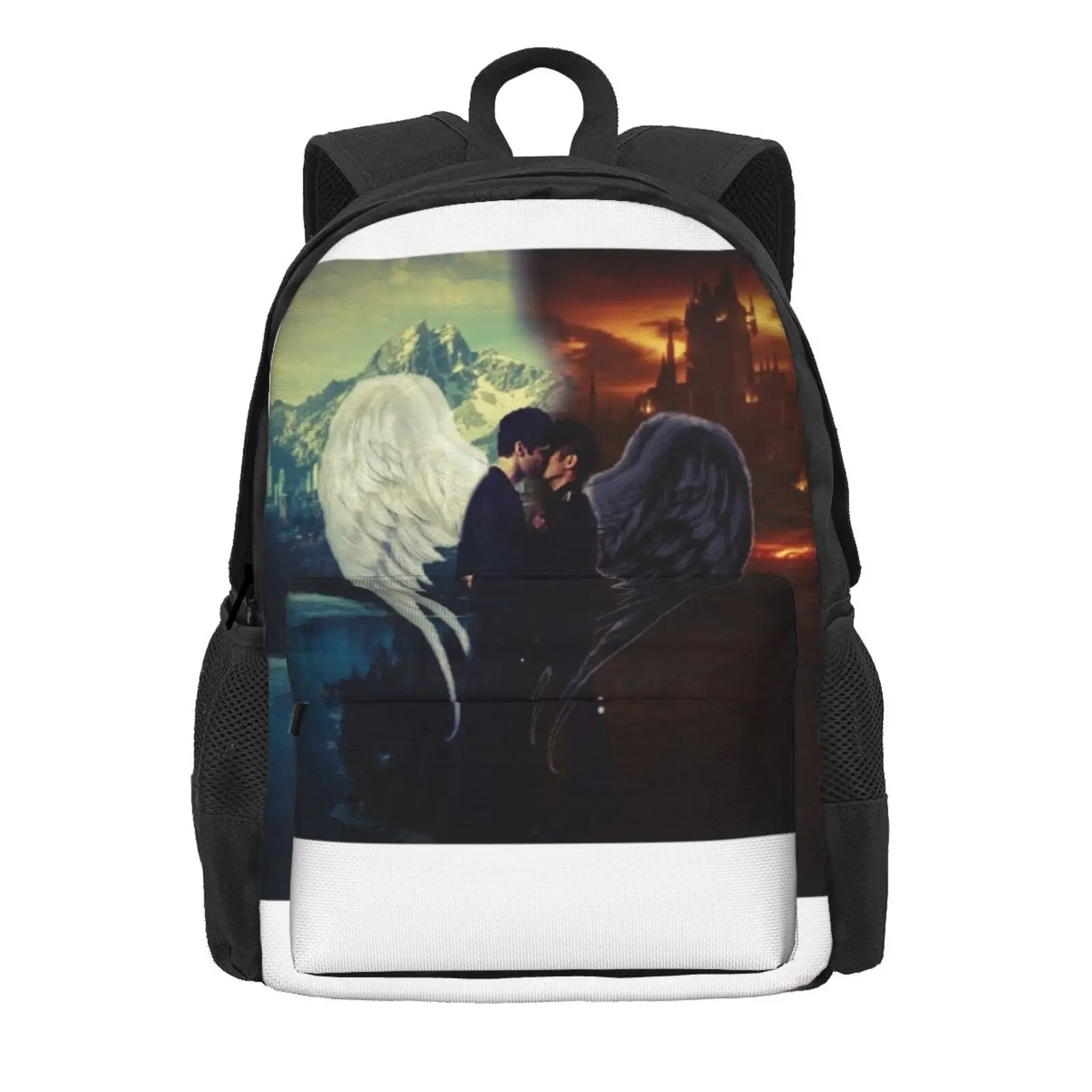 Malec~Angel And Demon Hot Sale Schoolbag Backpack Fashion Bags Malec Aleclightwood Magnusbane Alexander Shadowhunters