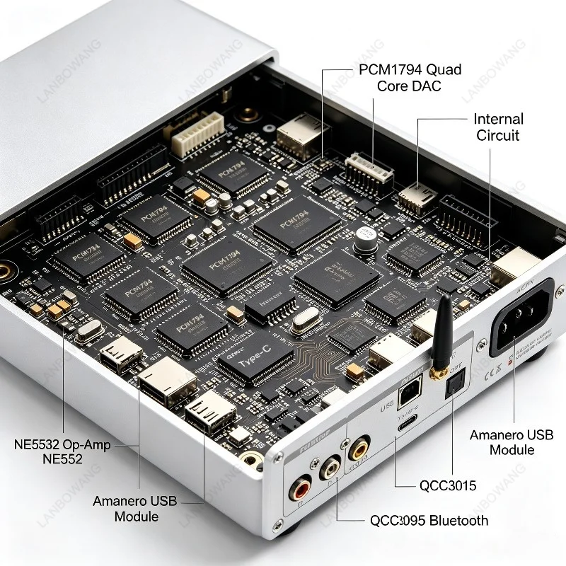 DC60 Quad Core Parallel PCM1794 Digital Audio USB Decoder, Audiophile HiFi Headphone Amp Bluetooth 6.2 DAC