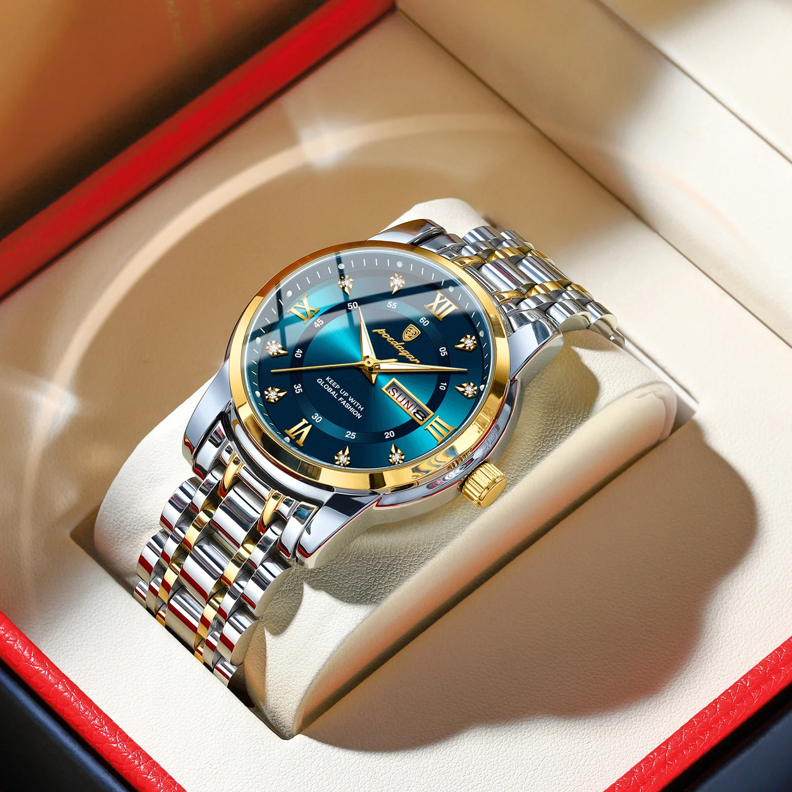 POEDAGAR Luxus Trendy Mann Armbanduhr Wasserdicht Edelstahl Leucht Männer Uhr Datum Woche Mode Quarz herren Uhren Reloj