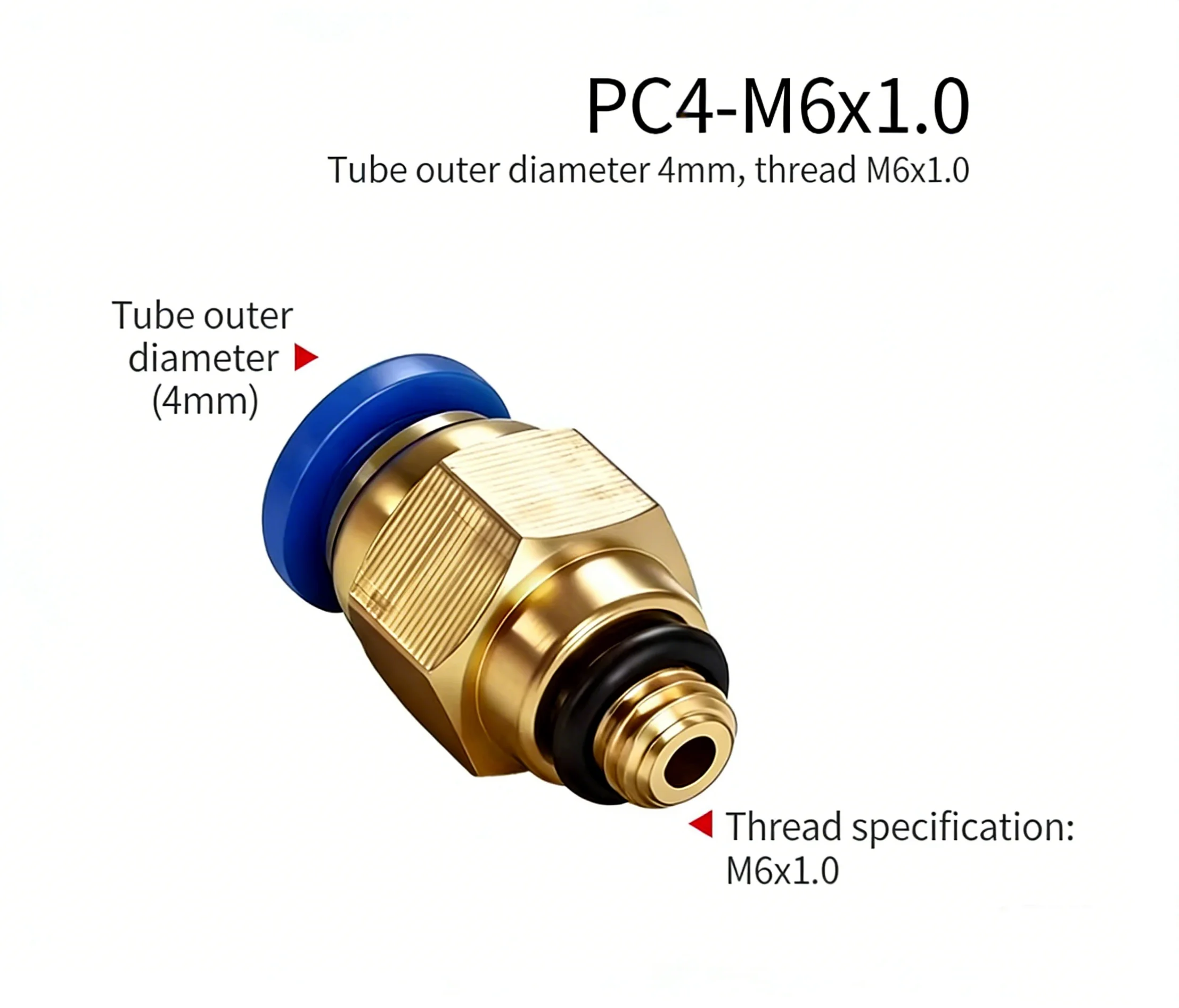 10pcs PC4-M6 Pneumatic Fittings 4mm to M6 Male Straight One Key Quick Release High Quality for CR-10 3D Printer Parts