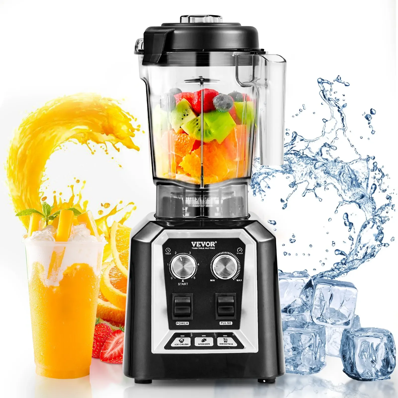 

Professional Blender, Commercial Countertop Blenders, 68 oz Jar Blender Combo, Stainless Steel 3 Functions Blender