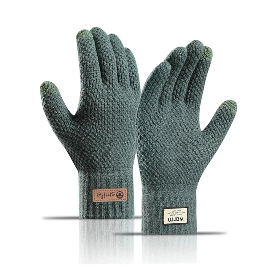 Guantes de lana para hombre, manoplas cálidas para pantalla táctil, de punto, para invierno, novedad de 2024