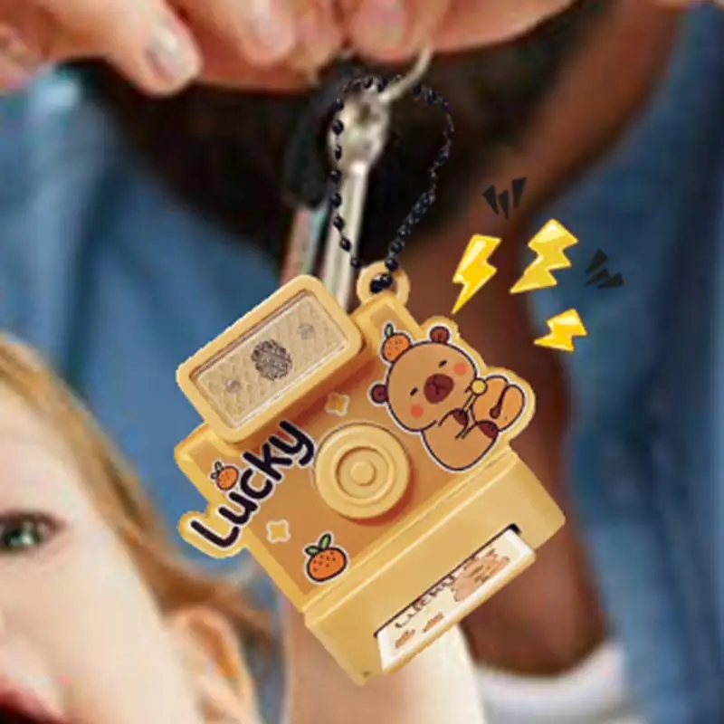 Llavero con forma de cámara pequeña para niños y niñas, bolsa de dibujos animados, adornos, llavero con sonido intermitente, colgante
