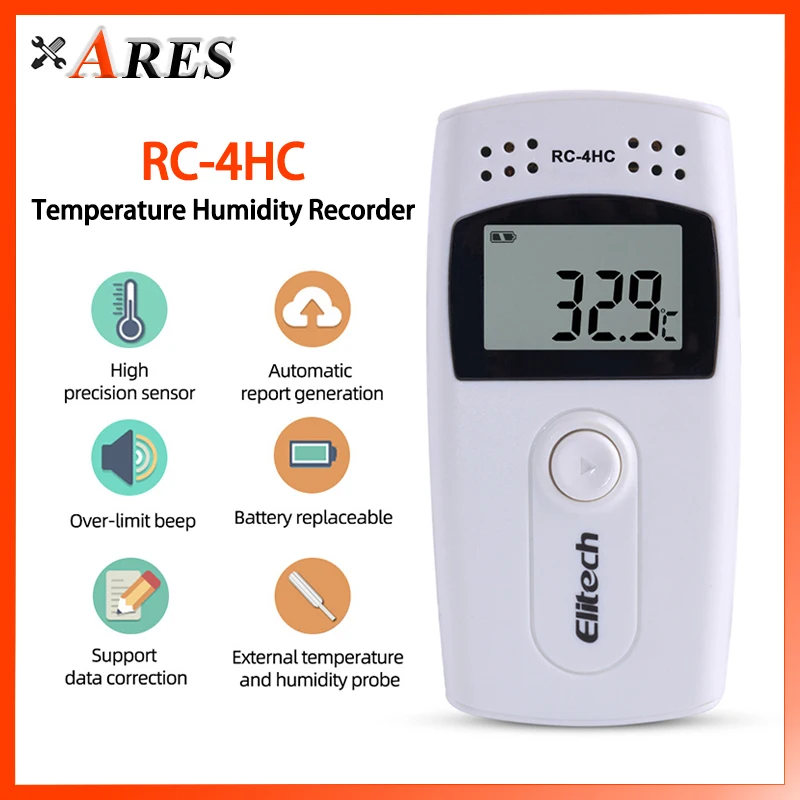 

RC-4HC USB Temperature Data Logger 16000 Point Temperature Humidity Recorder Data Logger Built-in NTC Sensor With External Probe