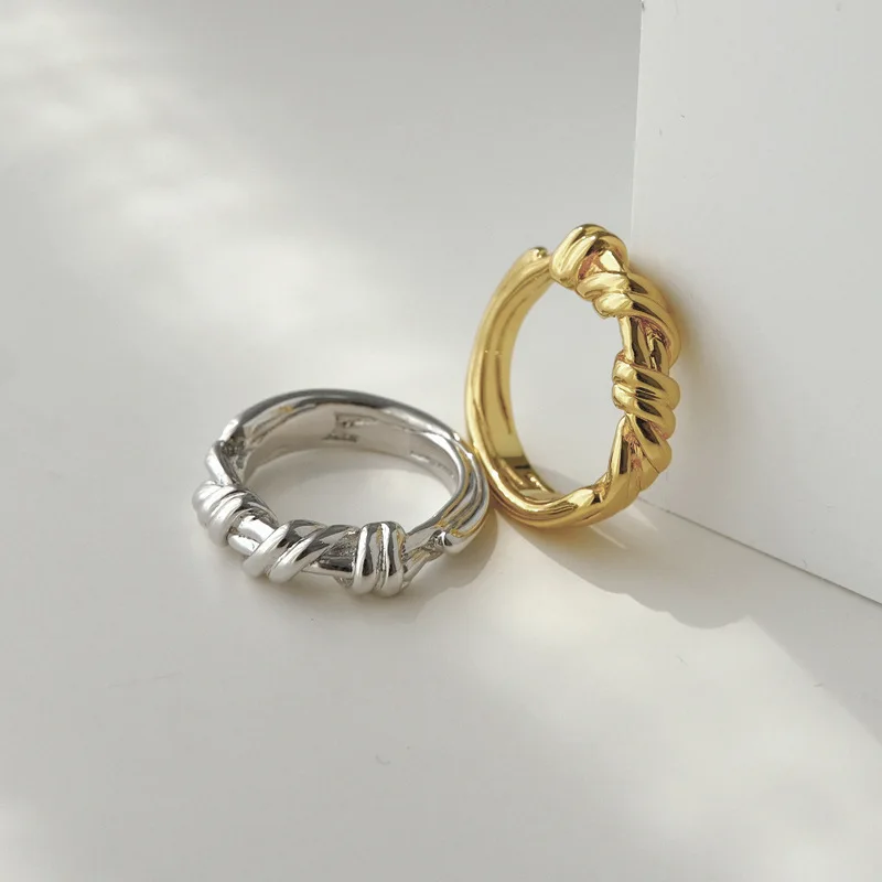 Vintage Metall Gold Farbe unregelmäßige Kurve Kreuz Twist Öffnung veränderbare Ring für Frauen Schmuck Finger Anillos Zubehör Geschenk