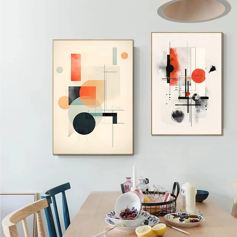 Geometric Abstract  Shapes Expressionism Poster Print Canvas Painting Wall Art Pictures for Living Room and Bedroom Home Decor