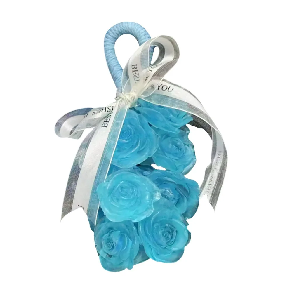 

Portable Transparent Crystal Rose Scented Soap Simulated Rich Foam Cleansing Soap Hanging Gentle Rose Cold Soap for Shower