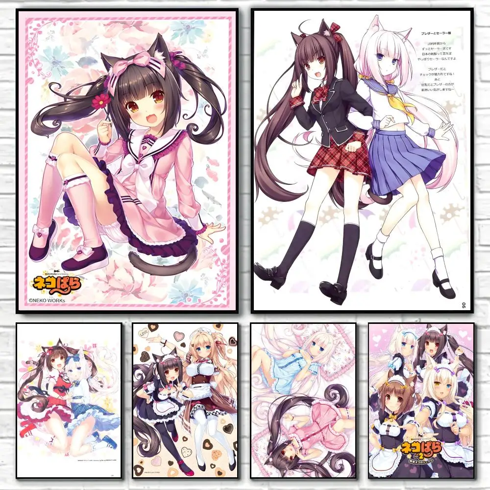 Poster Home self-adhesive waterproof wall sticker, aesthetic decor for living room, bedroom and bar A-Nekopara