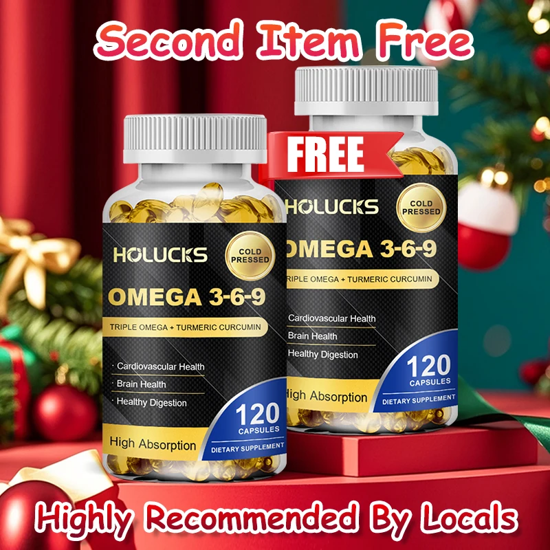 HOLUCKS Triple Omega 3-6-9 Supplement, with Turmeric Curcumin, Support Heart, Brain, Eye, Joint Health & Boost Immune System