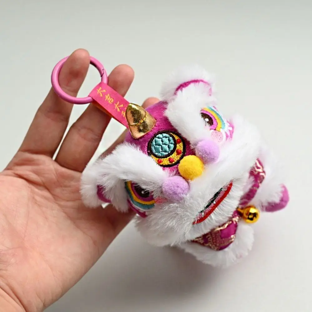 Cartoon Lion Dance Keychain Awakened Lion Year of Horse Lion Dance Pendant Chinese Style Plush Toy Doll Chinese New Year Gift