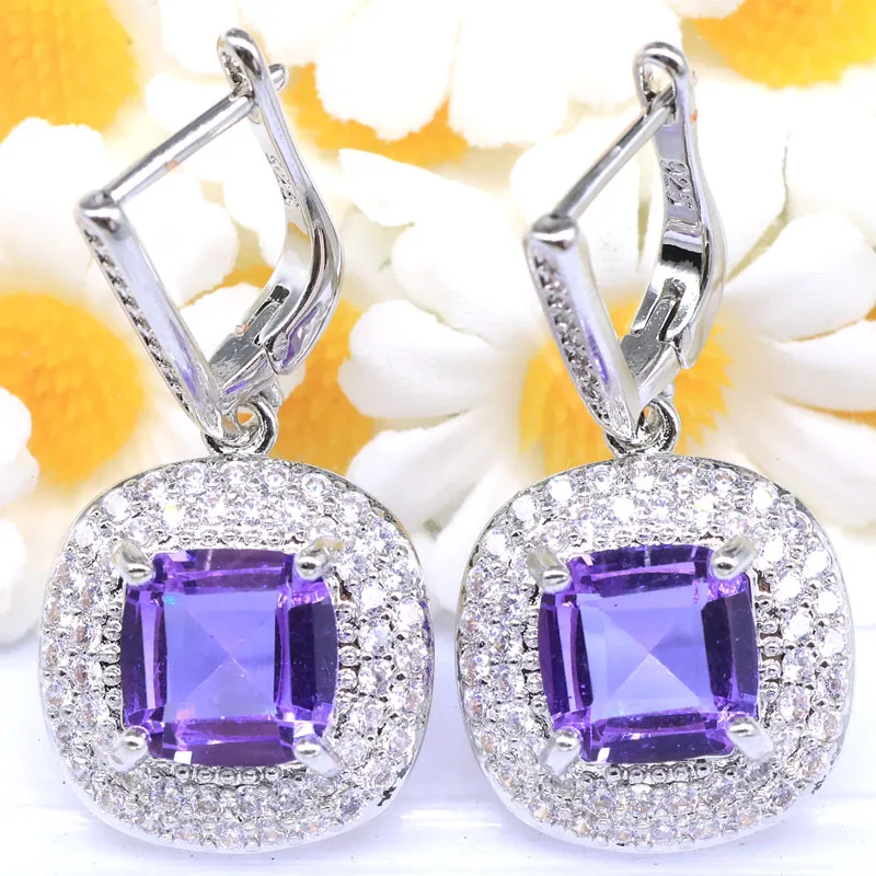 34x15mm 3.7g Delicate Tourmaline Alexandrite Topaz Zultanite London Blue Topaz CZ Daily Wear Females Silver Earrings