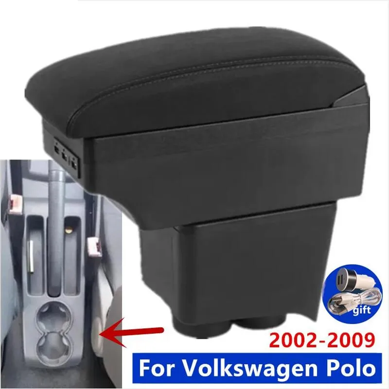 For Volkswagen Polo Armrest box For VW Polo 9N 3 Mk4 Car Armrest box 2002-2009 Interior Retrofit Storage box car accessories