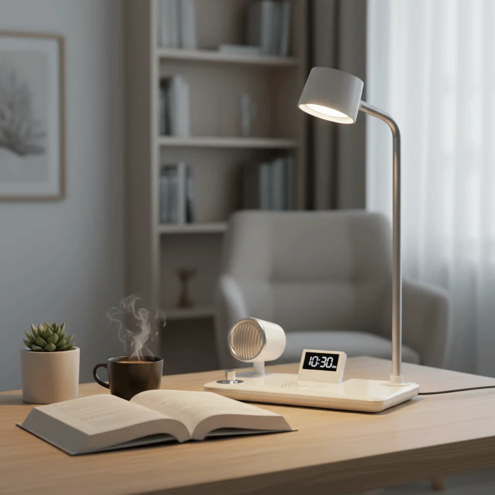 

Bluetooth USB Port LED Table Lamp Multifunction Stand Clock LED Desk Lamp Night Lighting Wireless Charger Night Light Bedside