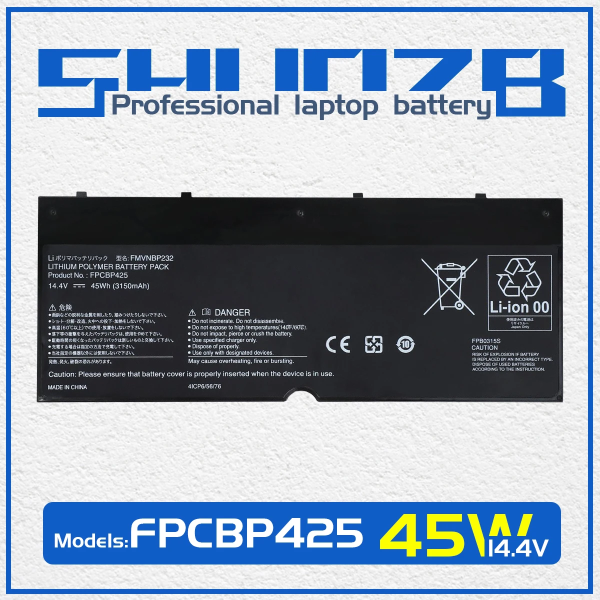 

SHUOZB FPCBP425 Laptop Battery For Fujitsu Lifebook U745 T935 T904U Series FPB0315S FMVNBP232 14.4V 45Wh 3150mAh