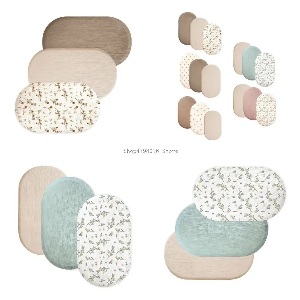  Baby Pram fitting Sheets Breathable Microfiber Crib Linens Cotton for Newborns