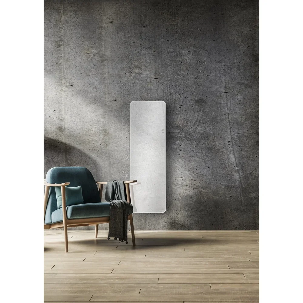 Elegant Aluminum Rounded Rectangle Leaner Mirror 17x53 Silver Finish Wall Mount Anti-tip Hardware Home Decor