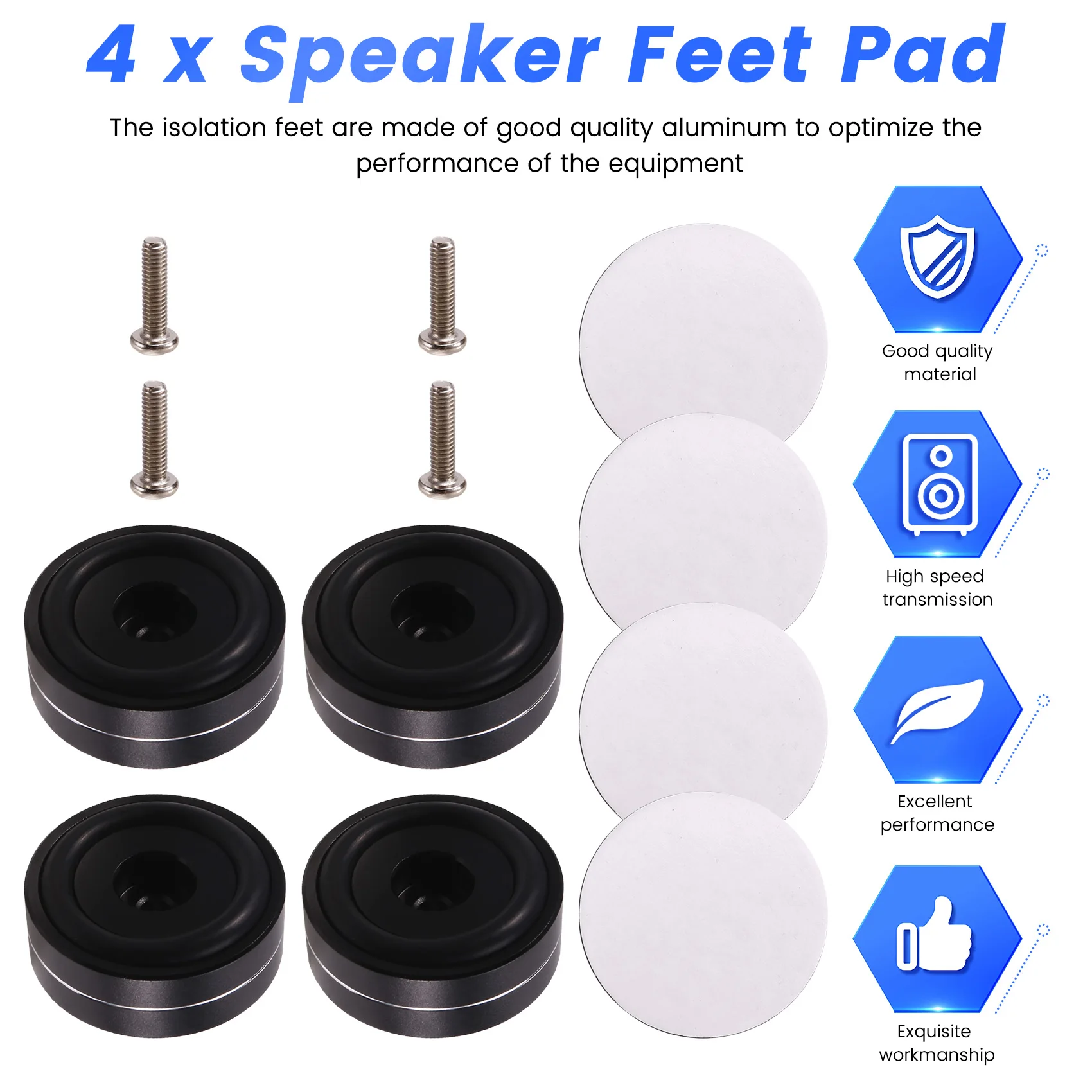 ABMF-4PCS Hi-Fi изолирующие ножки для проигрывателя, подставка для динамиков, шипы, аудиоподушечки, для усилителя/динамика/поворотного стола 40X15 мм