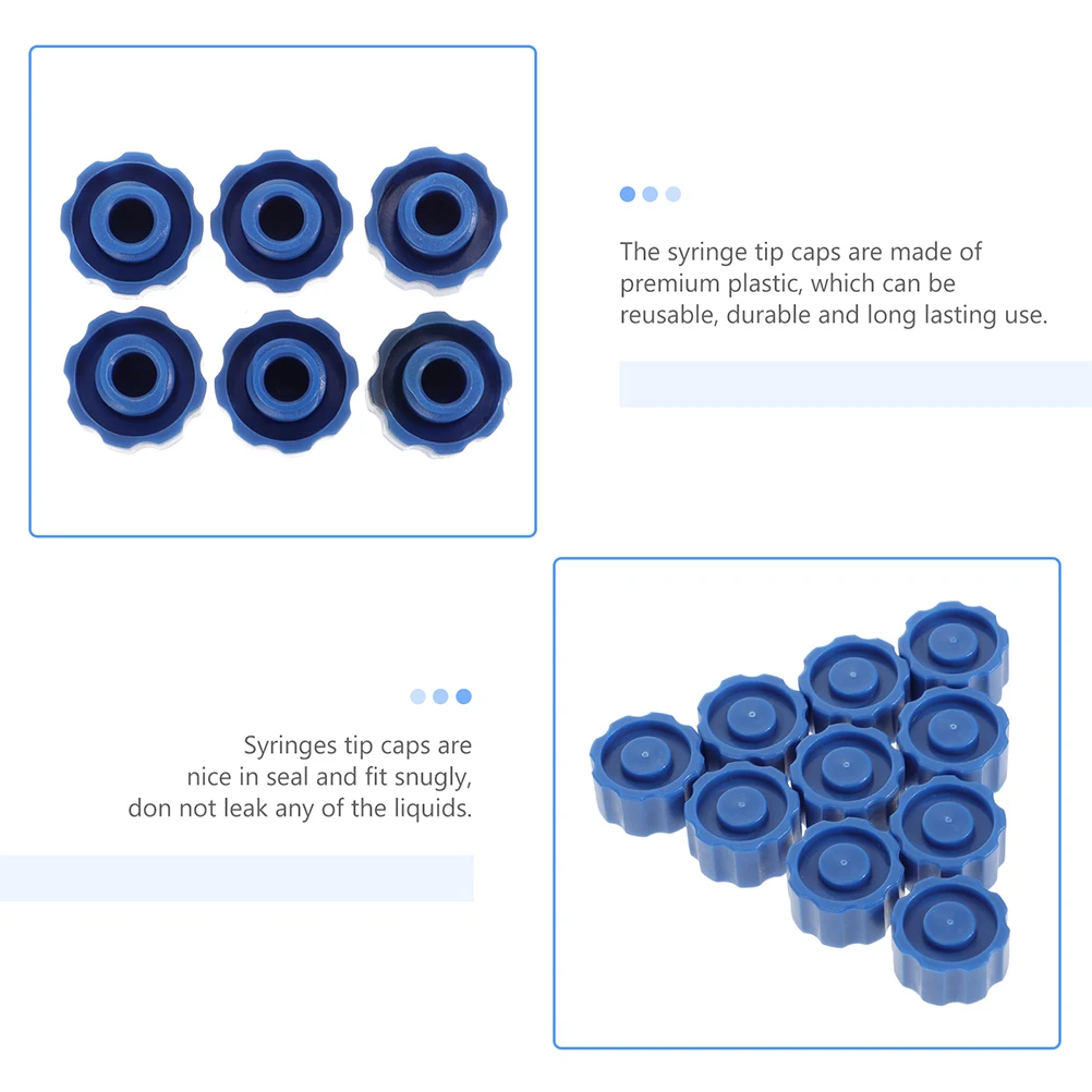 

50Pcs Blue Syringe Tip Caps Reusable Luer Lock Stoppers Medical Oral Tips for Glue and Paint Application