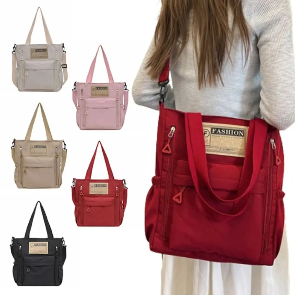 

Сплошная цветная женская сумка на плечо, большая вместительная легкая студенческая большая сумка, простая портативная сумка для покупок, рабочая дорожная сумка