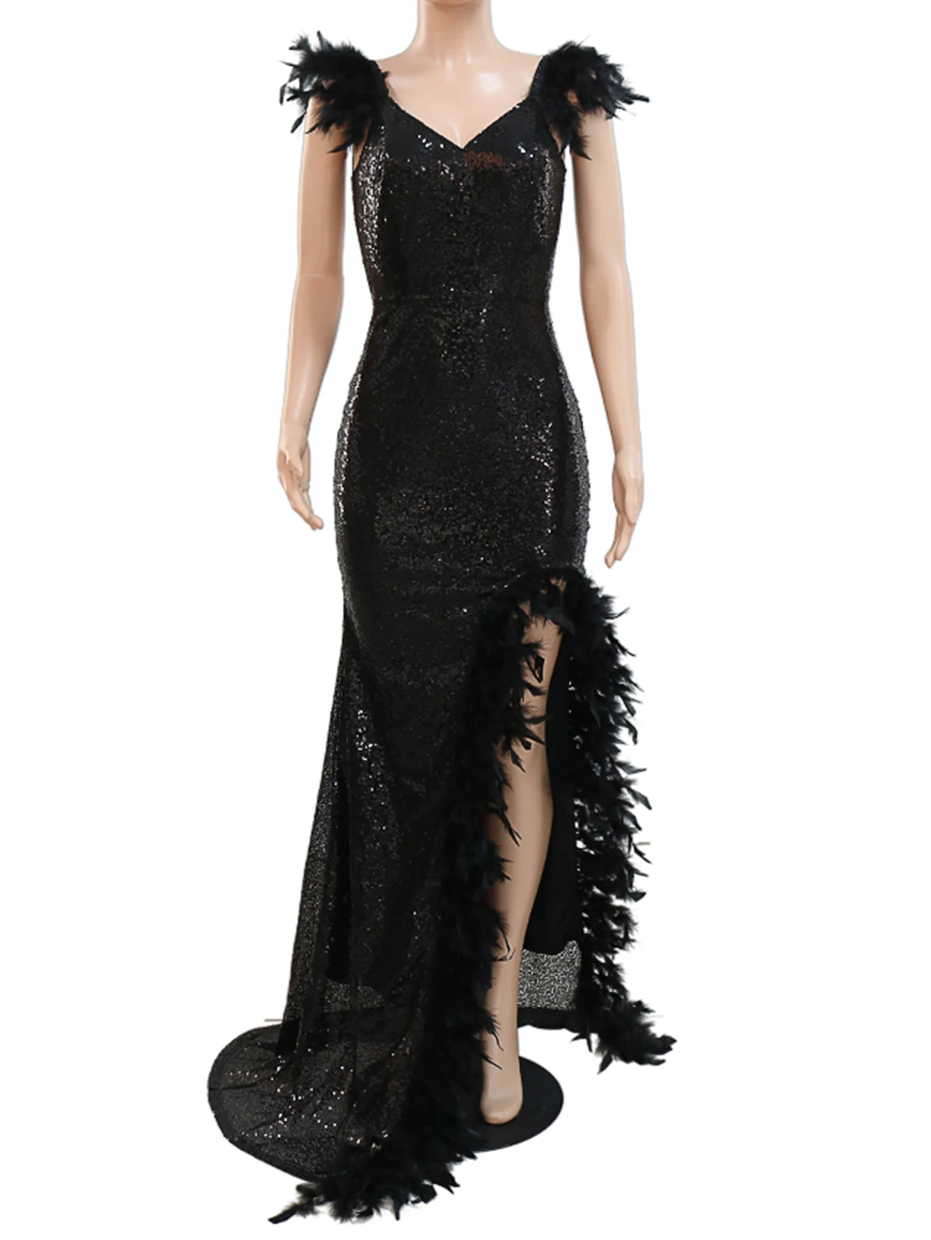 Sexy dos nu noir maxi sequin slip robe d'été femmes club fête d'anniversaire longues robes 2025 femme bal robes de soirée vestido