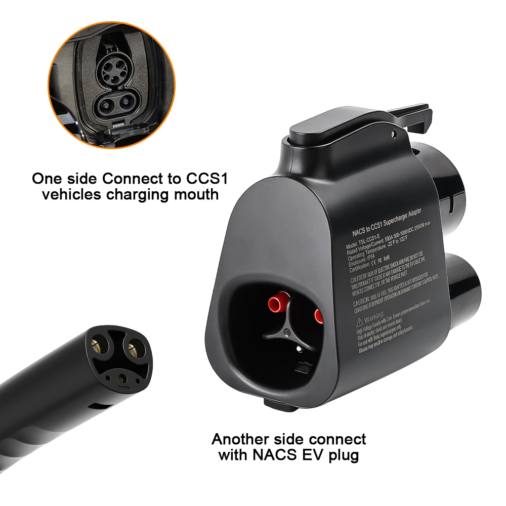 ADPOW NACS إلى CCS1 EV محول الشحن 500A MAX 1000V DC 250KW EVSE لسيارات CCS1 القياسية EV