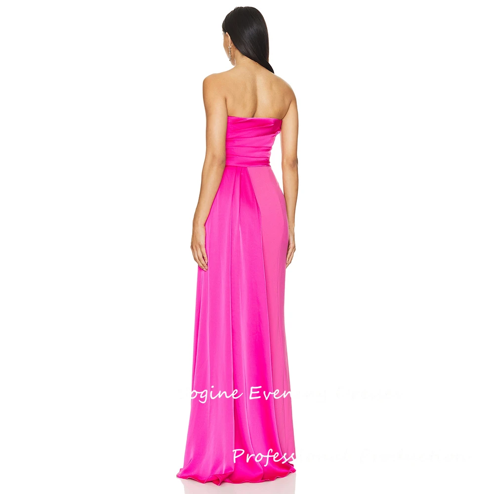 Abiti da sera lunghi personalizzati senza spalline Abito da ballo senza maniche con scialle Abiti da cocktail party in crêpe-satin Robes De Soirée