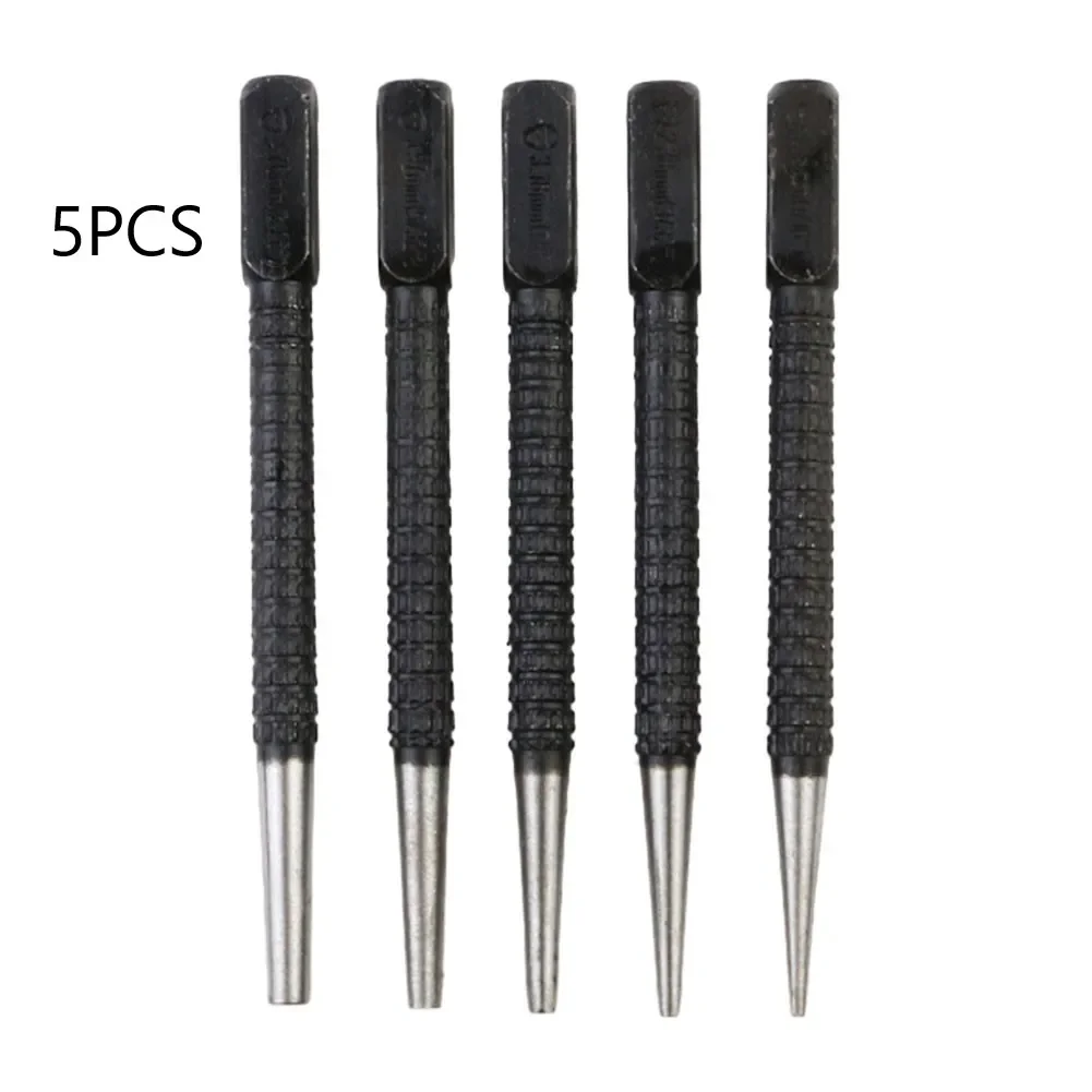 5pcs Nail Punch Set Hammerless Hammer Punch Spring Tool Hammerless Nail Center Holes Punch Woodwork Drill Bit Door Pin Removal