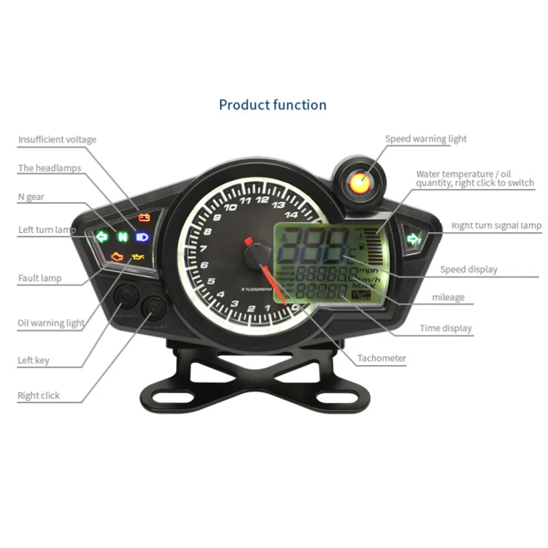 Newest Motorcycle Scooter Speedometer Tachometer ATV 15000 RPM LCD Odometer Speedometer Tachometer Gauge RPM km/h DC12V