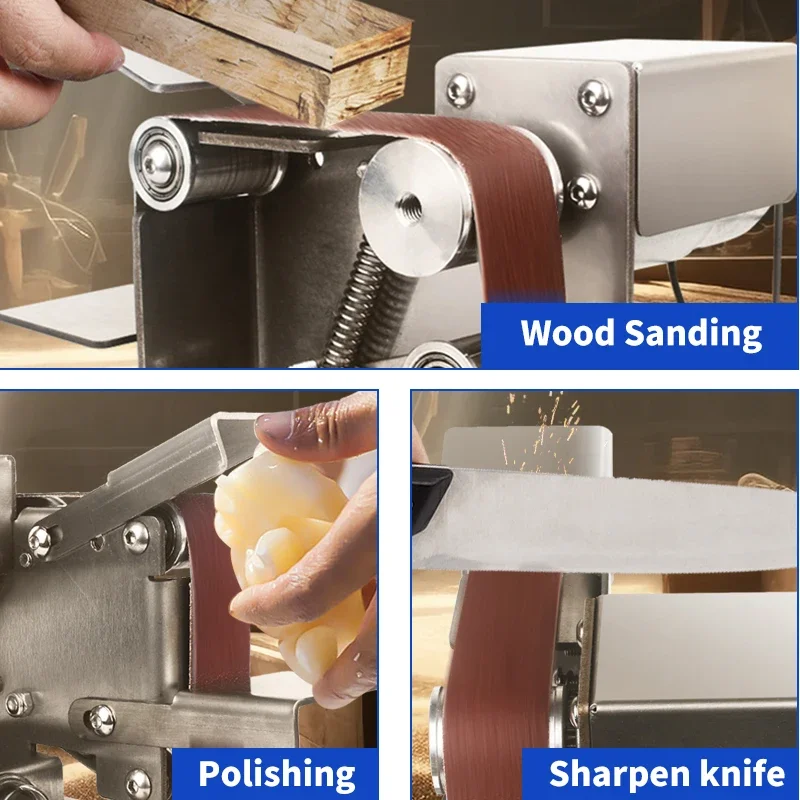Multifunctional Desktop Micro Electric Belt Sanding Machine 110V-220V DIY Household Polishing Machine Fixed Angle Grinder