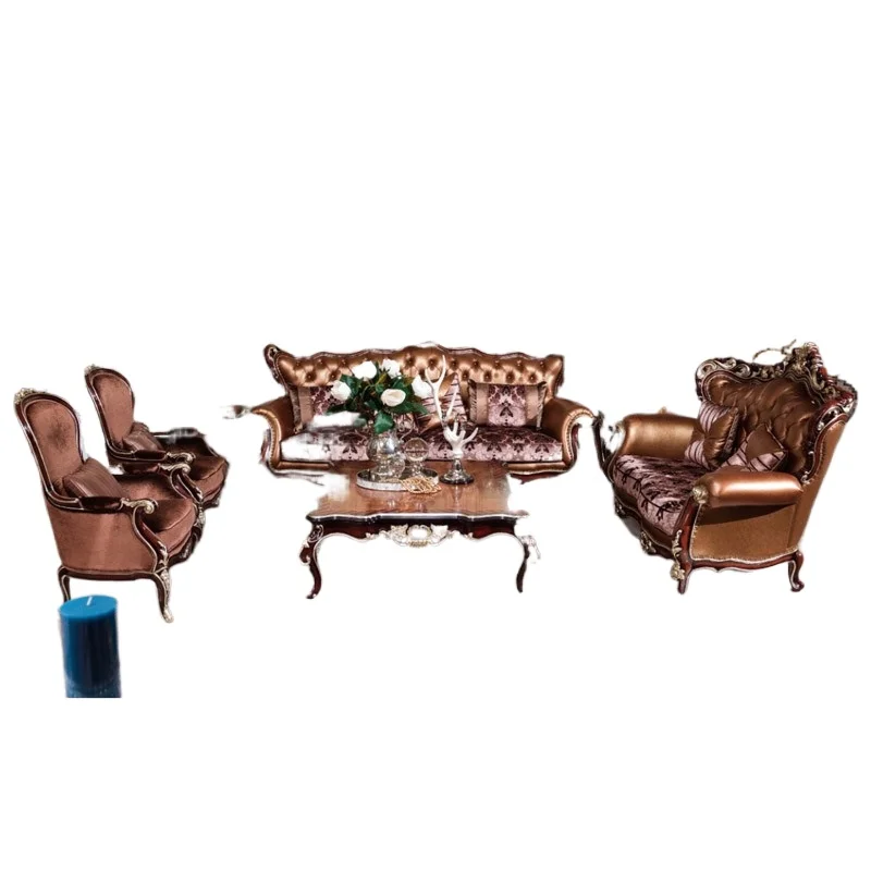 European furniture, neoclassical first-layer cowhide sofa combination