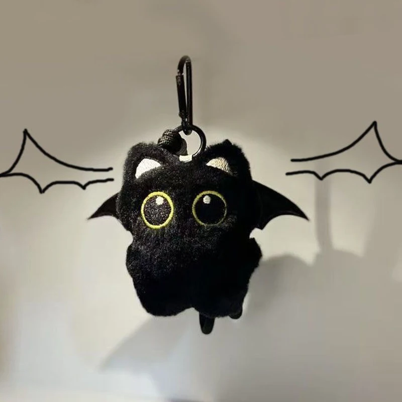 Simpatico cartone animato gatto nero portachiavi borsa ciondolo zaino ornamenti appesi adorabile piccolo gatto bambola animale portachiavi auto regalo per bambini