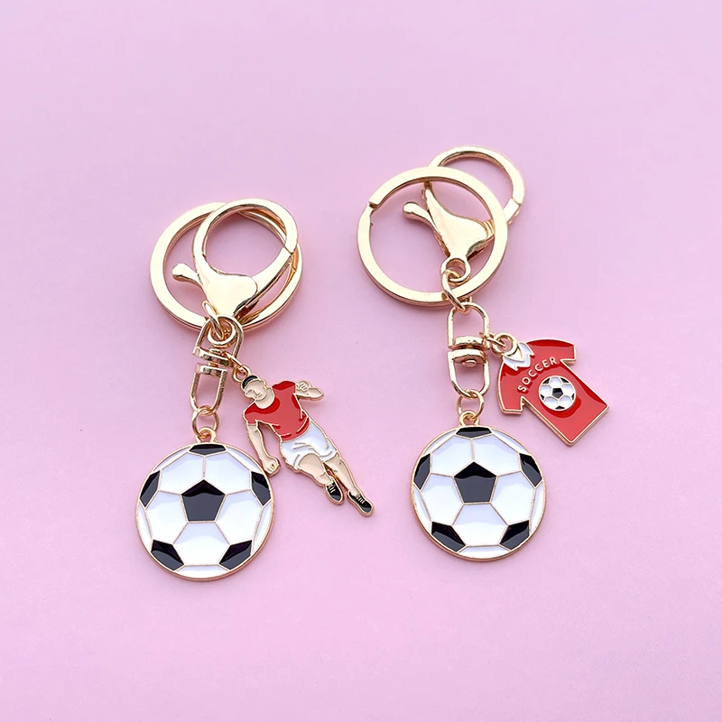 4Pcs Sport Football Elements Men Metal Keychain Soccer Jersey Pendents Bag Key Decoration Keyring Fans Souvenir Gift Jewelry