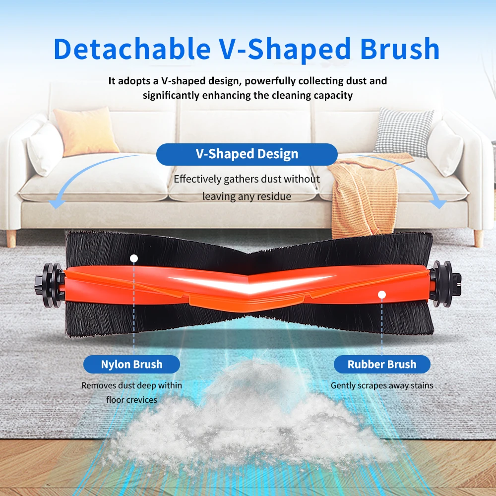 Main Brush For Xiaomi Mijia 5 PRO OV21GL X10+ X20+ S20+ S10 Plus B105 B108GL For Dreame X30Ultra L10s Ultra X40Ultra Robot Part view 2