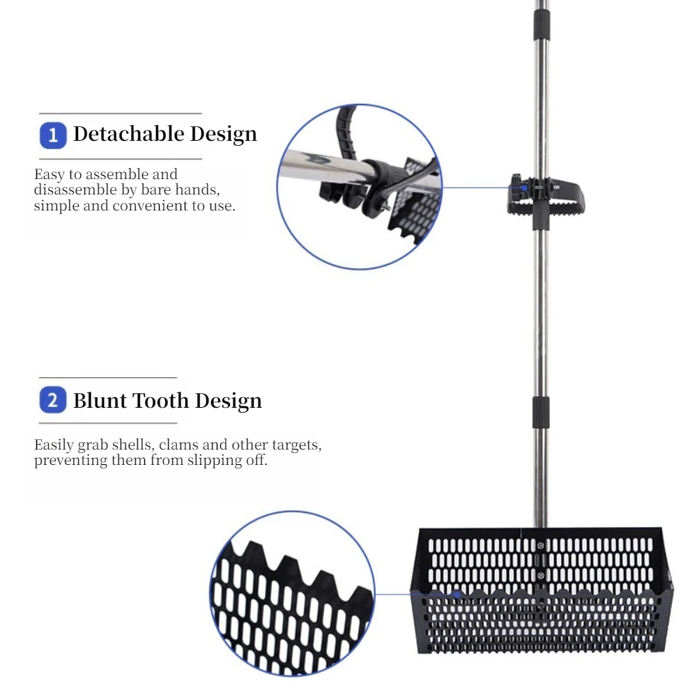Multifunctional Detachable Stainless Steel Beach Tool Shark Tooth Sand Rake Sand Shovel Sieve for Seaside Treasure Digging