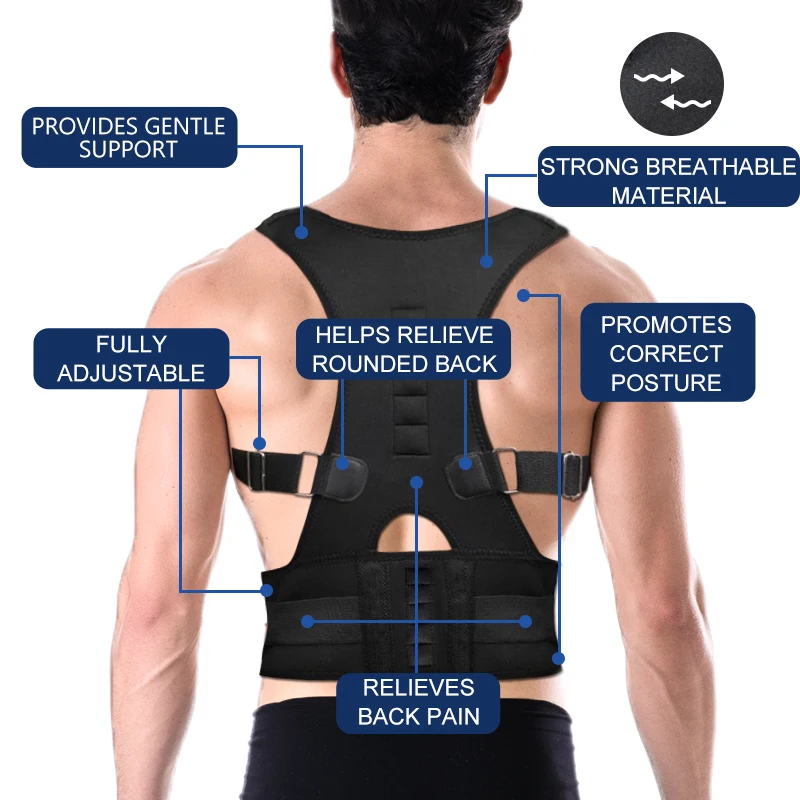 Magnetic Posture Corrector for Women Men Orthopedic Corset Back Support Belt Pain Back Brace Support Belt Magnets Therapy