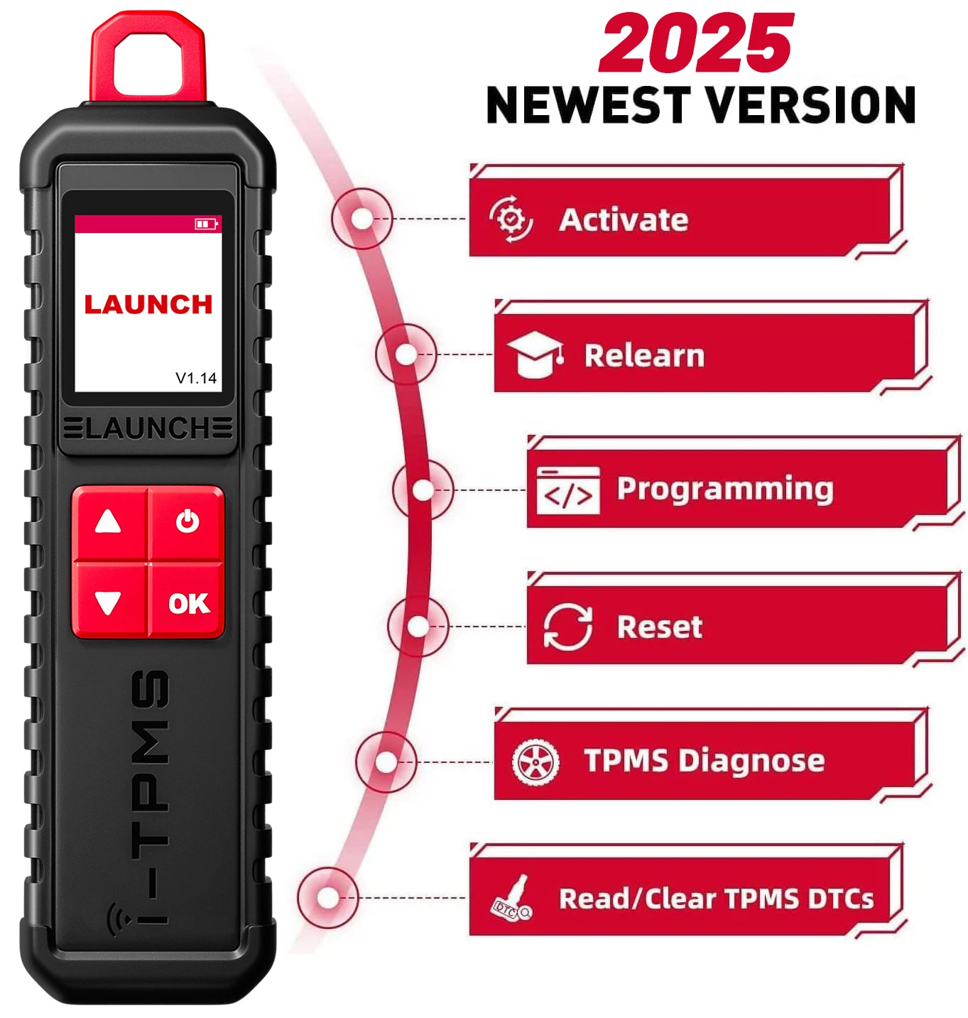 LAUNCH X431 i-TPMS TSGun TPMS Tire Pressure Activate/Relearn/Program Sensors Diagnostic Tool Work with X431 CRP919E BT PRO Elite