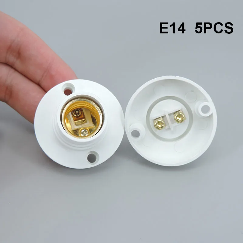 5Pcs E14 Light Bulb lamp power Socket Holder Base Fitting Screw Cap LED Light White Lamp Fixing Adapter Converter AC 100-230V c1